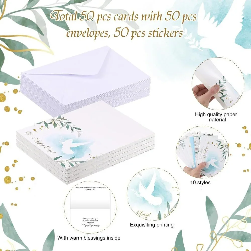 24 Pack Baptism Greeting Cards Bulk with Scripture Blessings Envelopes for Adult